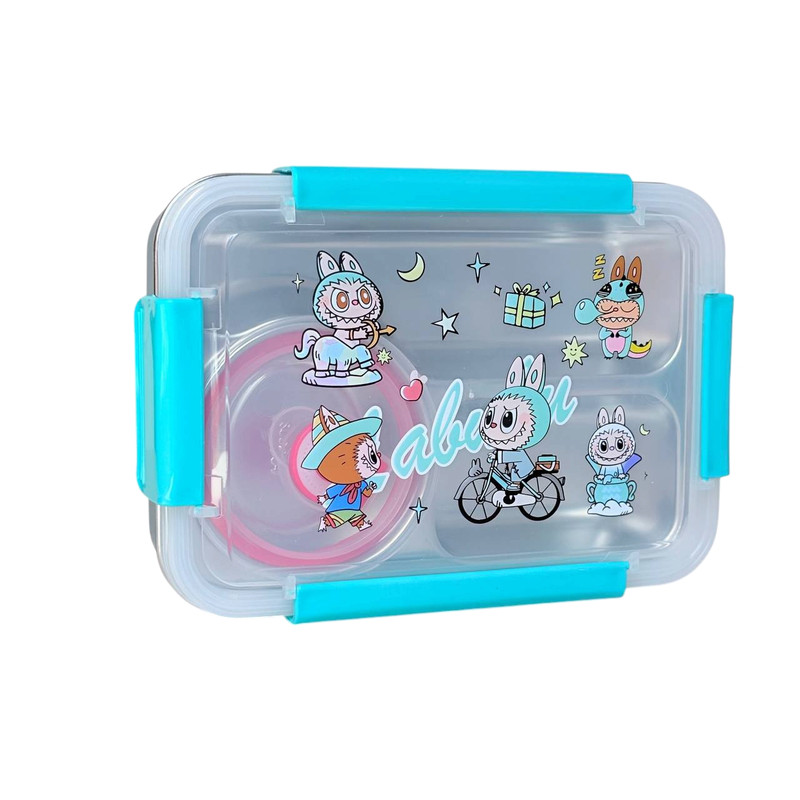 ظرف غذا مدل لانچ باکس لبوبو استیل به همراه قاشق کد 3